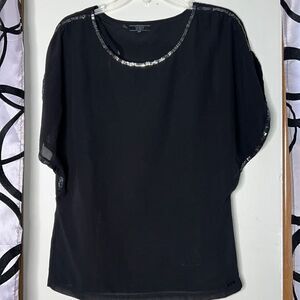 Ladies Guess Los Angeles Black Blouse with Black Sequin Trim XS